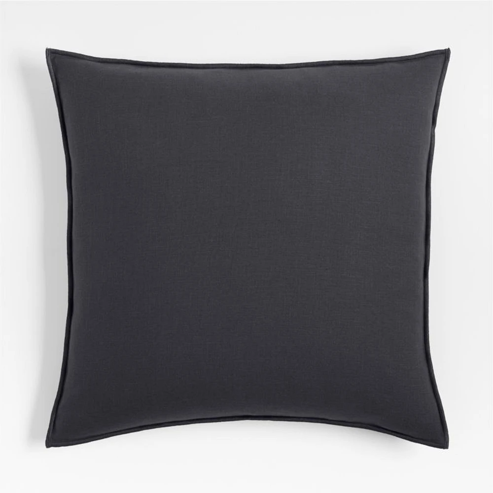 Organic Cotton Merrow Stitch 23"x23" Midnight Navy Throw Pillow Cover