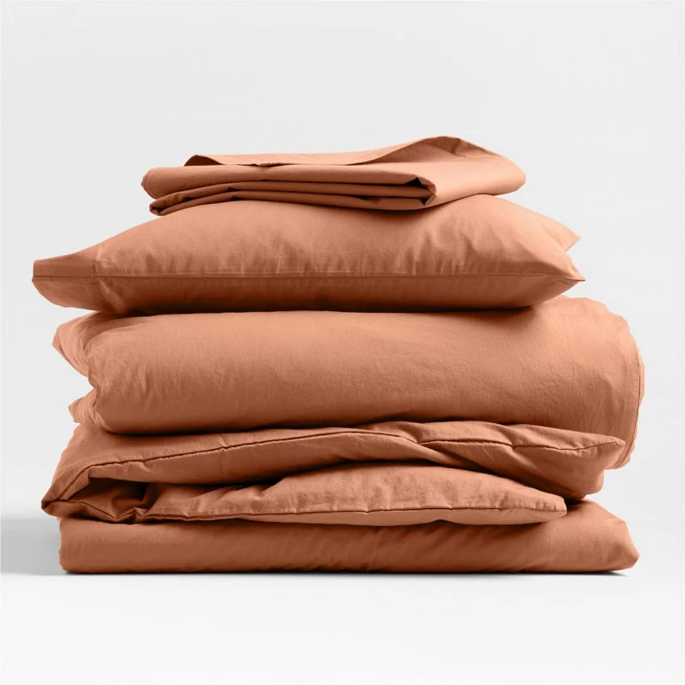 Cozy Cloud Canyon Orange Washed Organic Cotton Toddler Duvet Cover