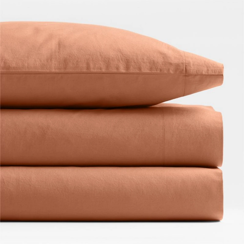 Cozy Cloud Canyon Orange Washed Organic Cotton Toddler Sheet Set