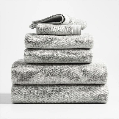 Antimicrobial Organic Cotton Ash Grey Bath Towels, Set of 6