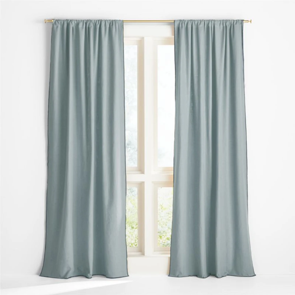 Ori Blue Cotton Window Curtain Panel 44"x63"