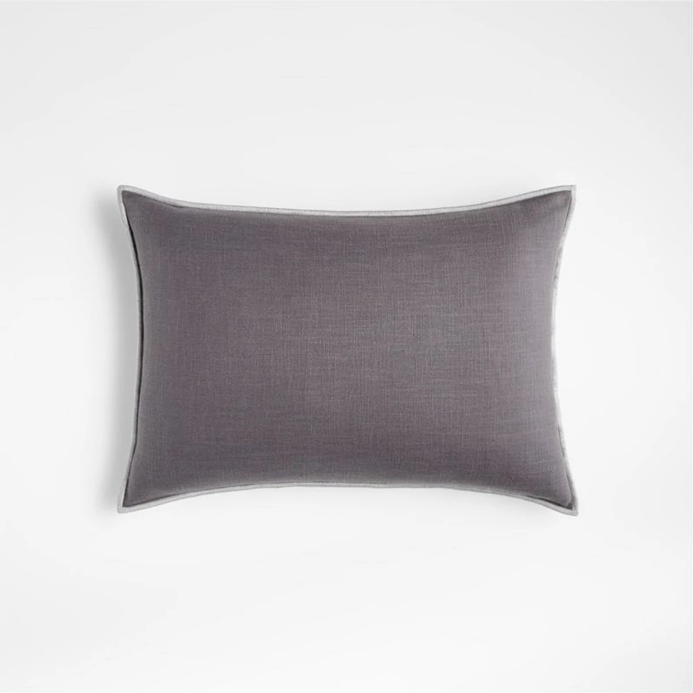 Grey 22"x15" Merrow Stitch Cotton Throw Pillow Cover