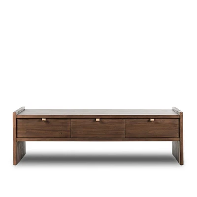 Oscar Brown Pine Wood 52" Rectangular Storage Coffee Table