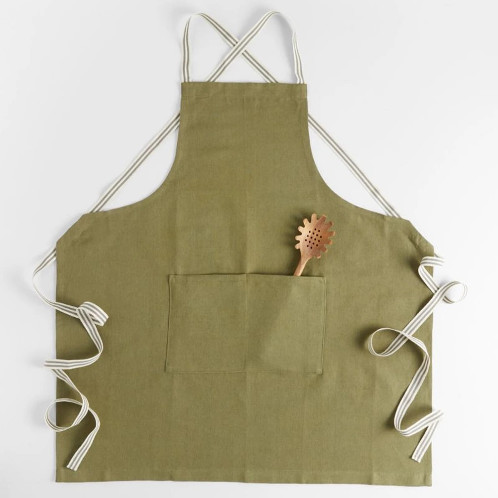 Oslo Cross-Back Linen-Organic Cotton Apron with Pocket