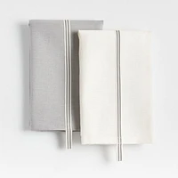 Oslo Grey & White Cotton Dish Towels, Set of 2