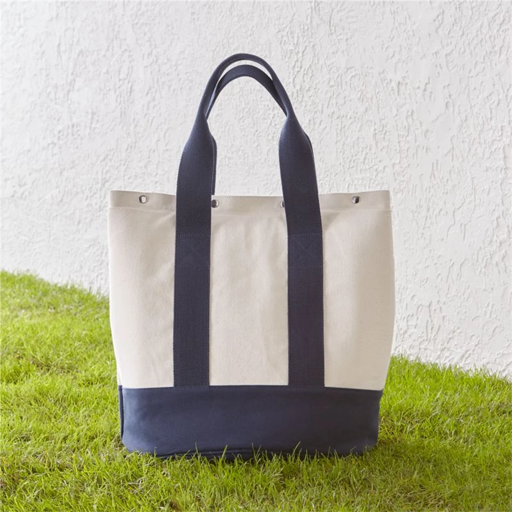 Outfitted Blue Canvas Picnic Tote