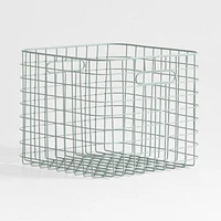 Outline Sage Large Wire Metal Floor Storage Bin with Wood Lid