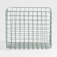 Outline Sage Large Wire Metal Floor Storage Bin with Wood Lid