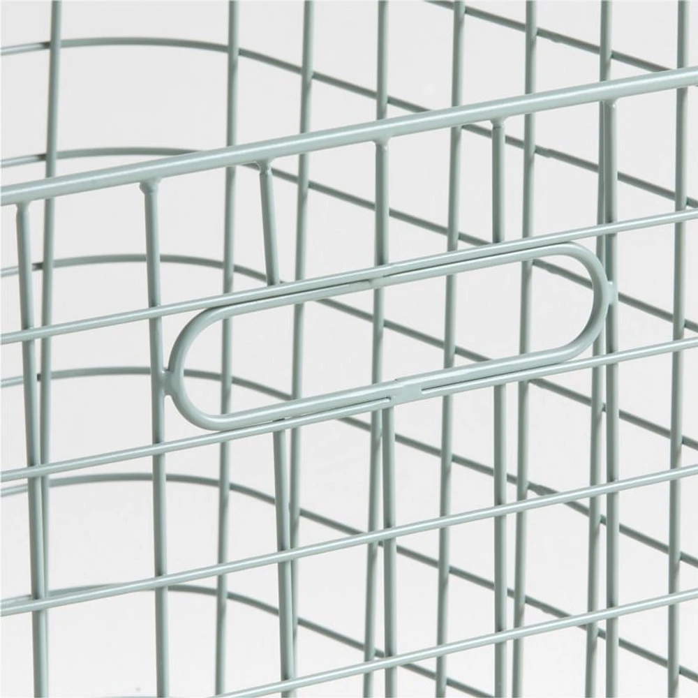 Outline Sage Large Wire Metal Floor Storage Bin with Wood Lid
