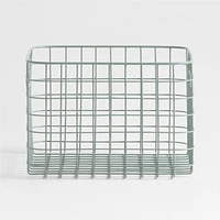 Outline Sage Medium Wire Metal Floor Storage Bin with Wood Lid