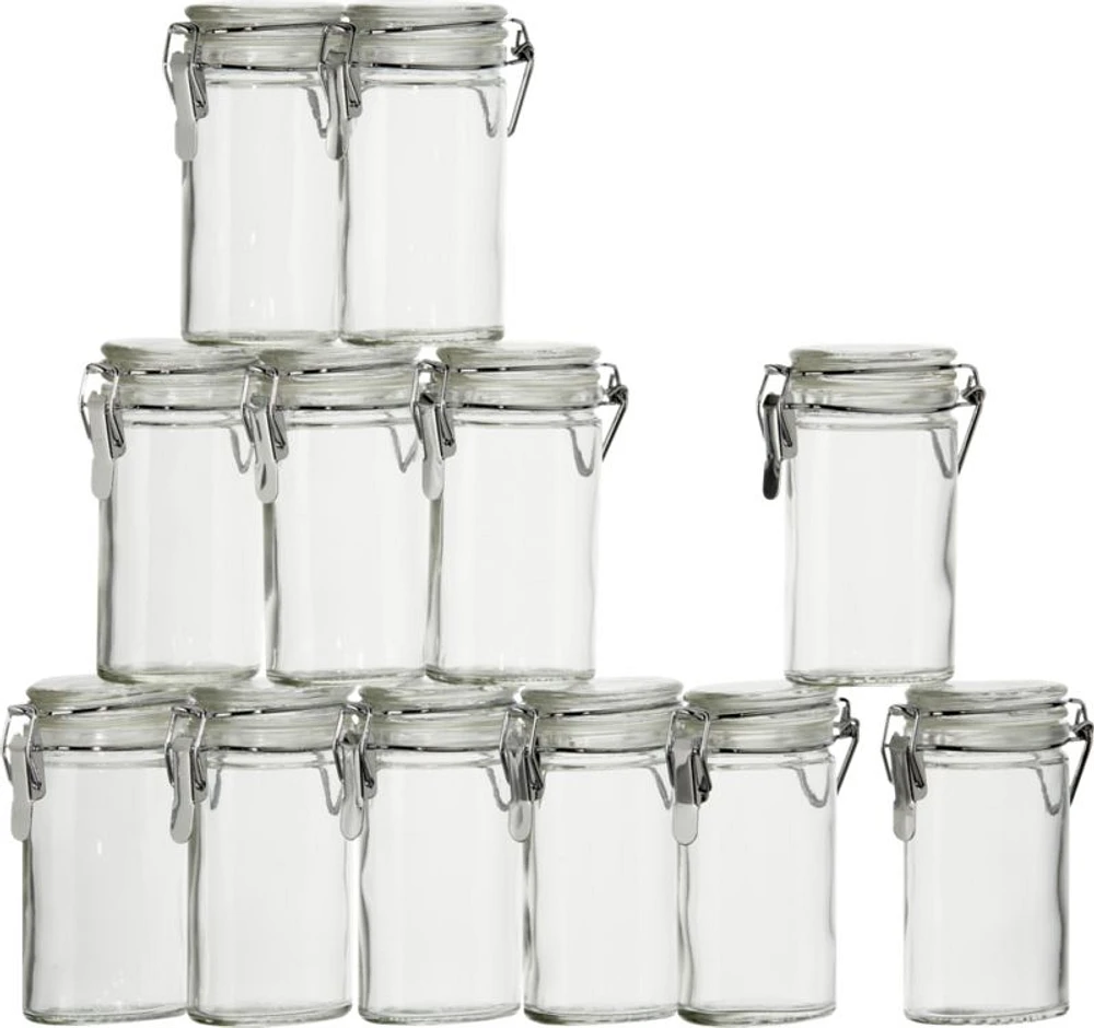 Mini Oval Spice-Herb Jars with Clamp Set of 12