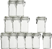 Mini Oval Spice-Herb Jars with Clamp Set of 12