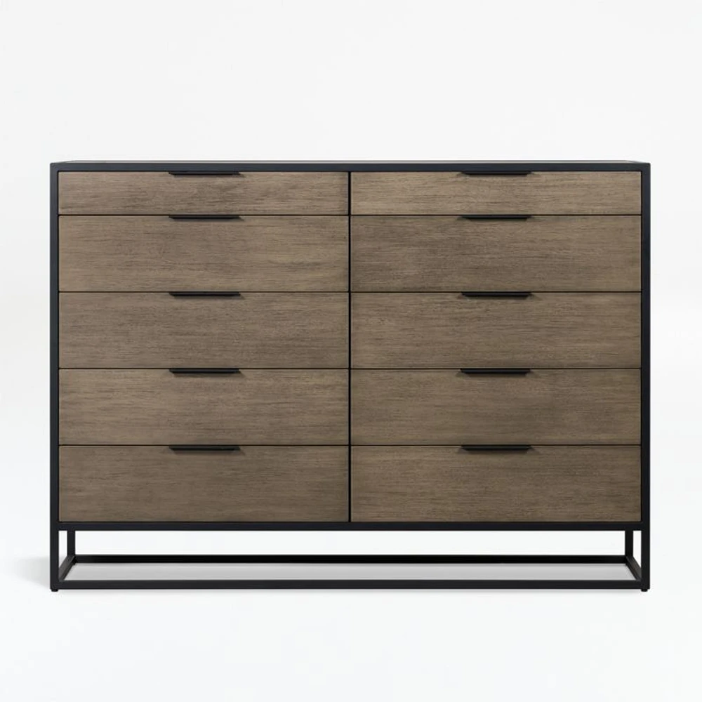 Oxford Weathered Brown Wood 10-Drawer Tall Dresser