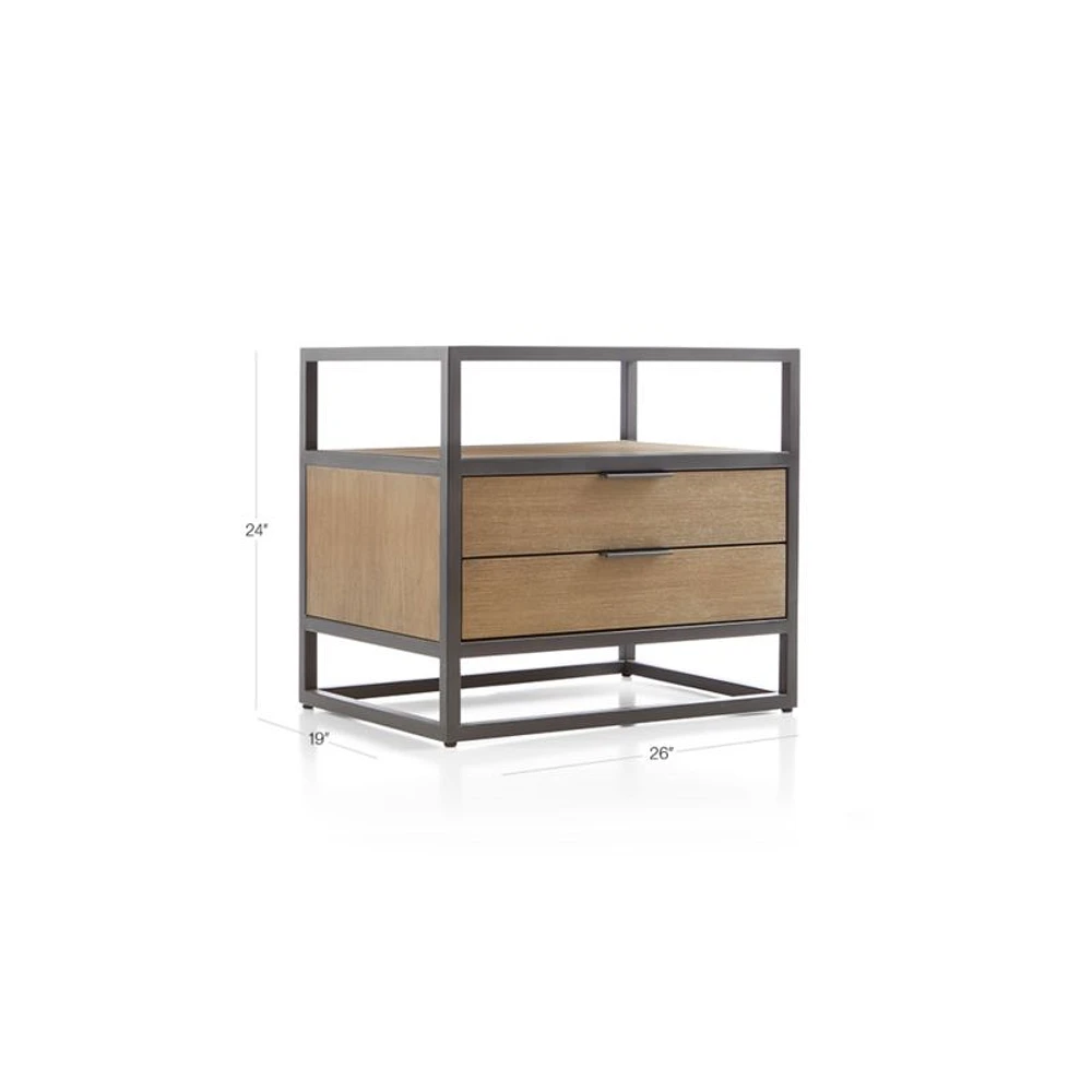 Oxford Weathered Brown Wood 2-Drawer Nightstand