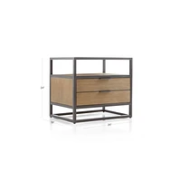 Oxford Weathered Brown Wood 2-Drawer Nightstand
