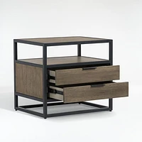 Oxford Weathered Brown Wood 2-Drawer Nightstand