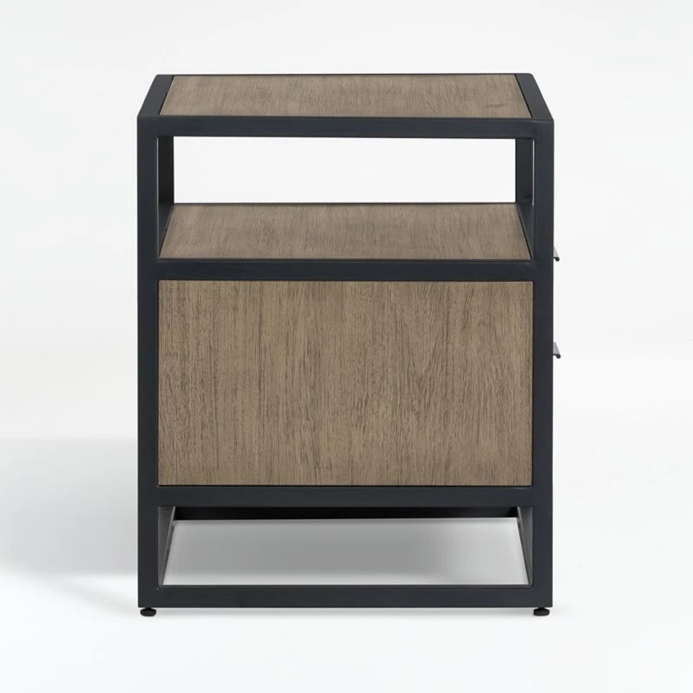 Oxford Weathered Brown Wood 2-Drawer Nightstand