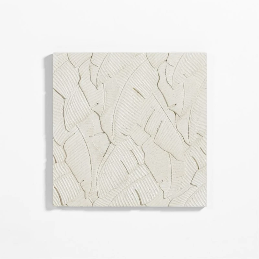 Palm White Ceramic Tile Wall Art