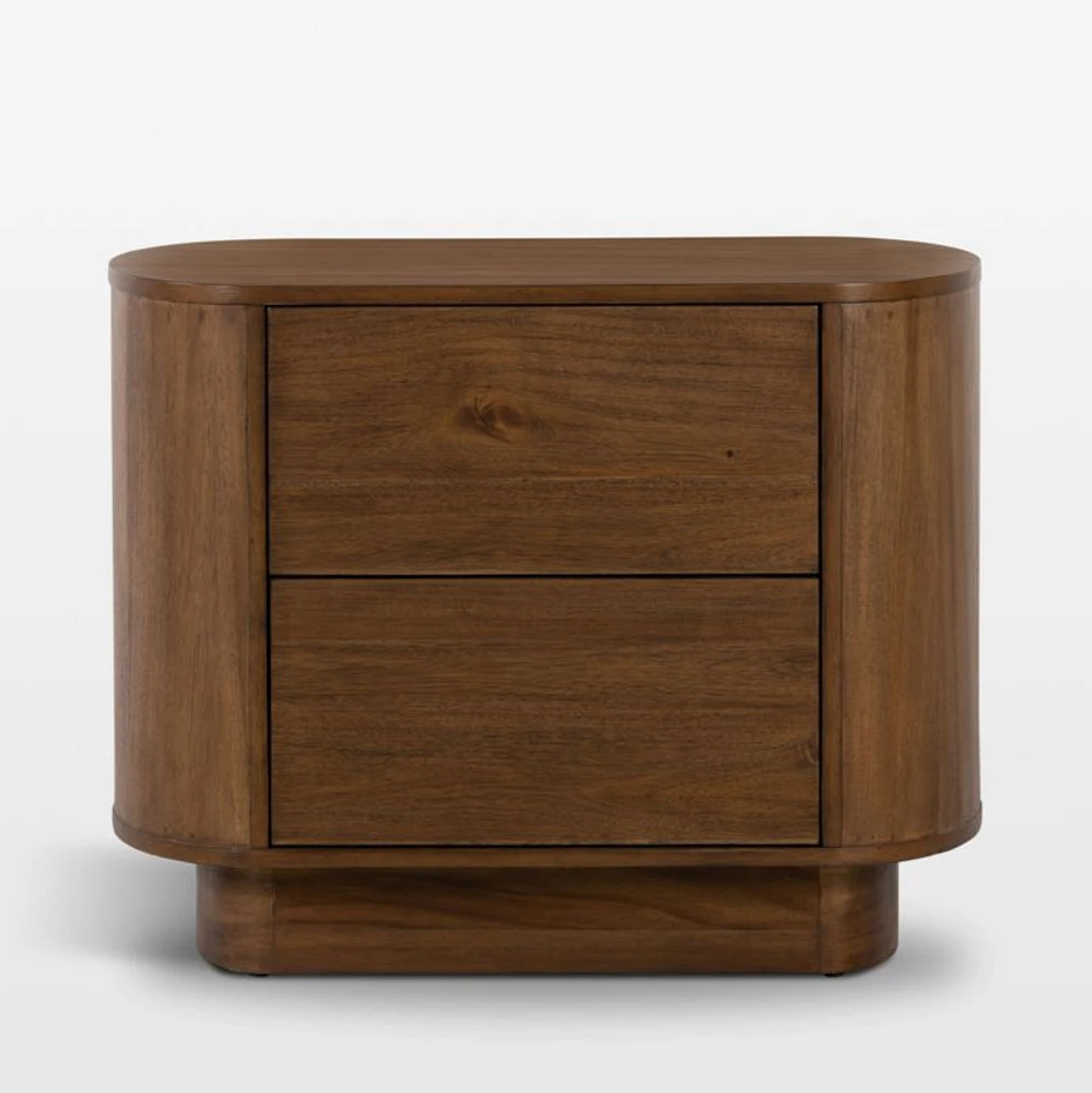 Panos 32" Curved Acacia Wood Nightstand