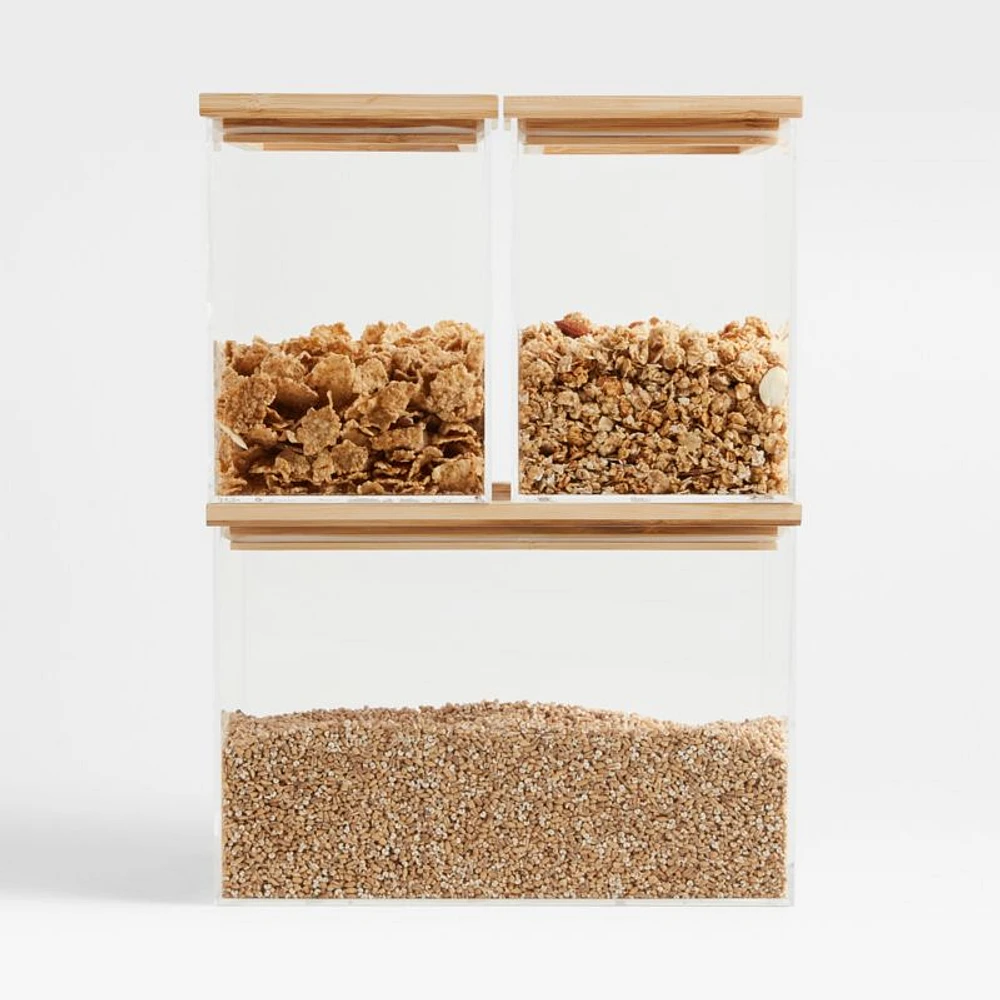 Rectangular Acrylic Pantry & Drawer Food Storage Container with Bamboo Lid