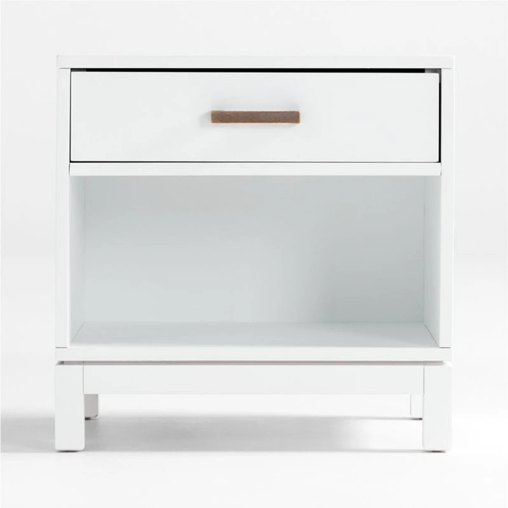 Parke White Wood Kids Nightstand with Drawer