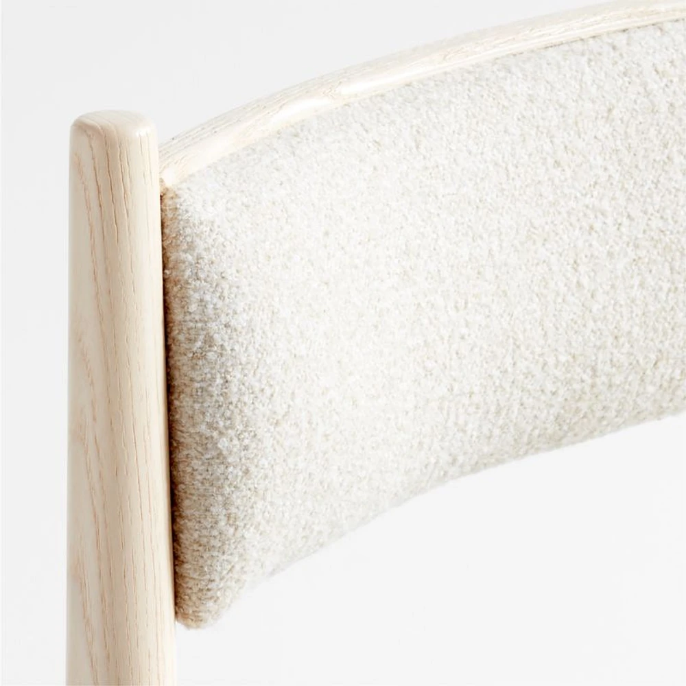 Petrie Bleached Ash Upholstered Performance Fabric Dining Chair with Arms
