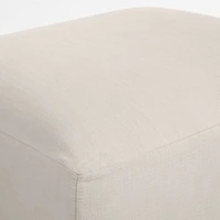 Piper Cream Slipcover Nursery Ottoman with Wood Base