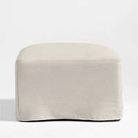 Piper Cream Slipcover Nursery Ottoman with Wood Base