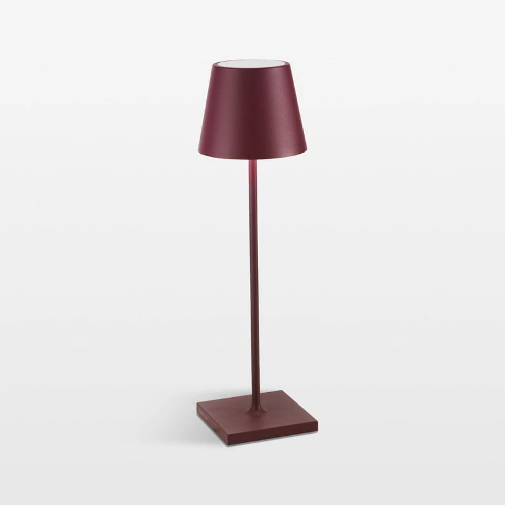 Poldina Pro Bordeaux Red Metal Table Lamp by Zafferano America 15"