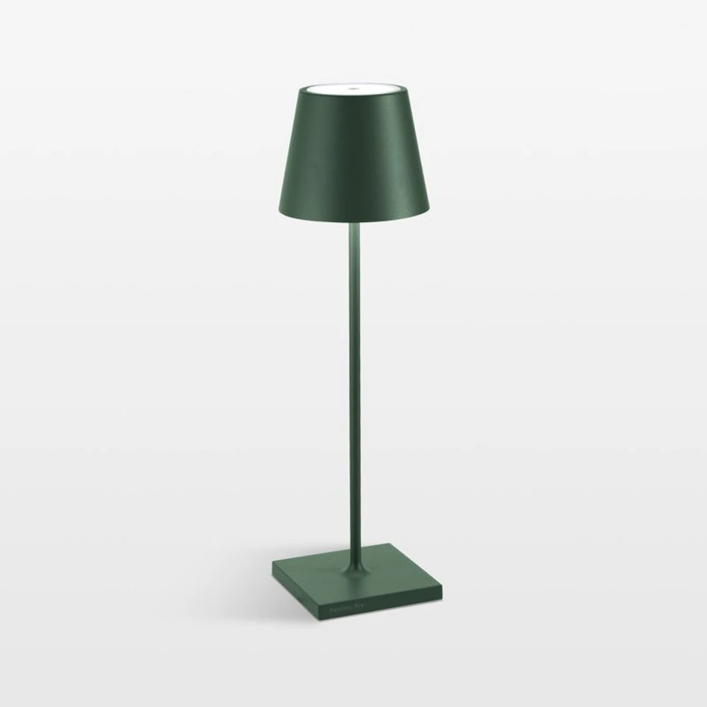 Poldina Pro Dark Green Metal Table Lamp by Zafferano America 15"