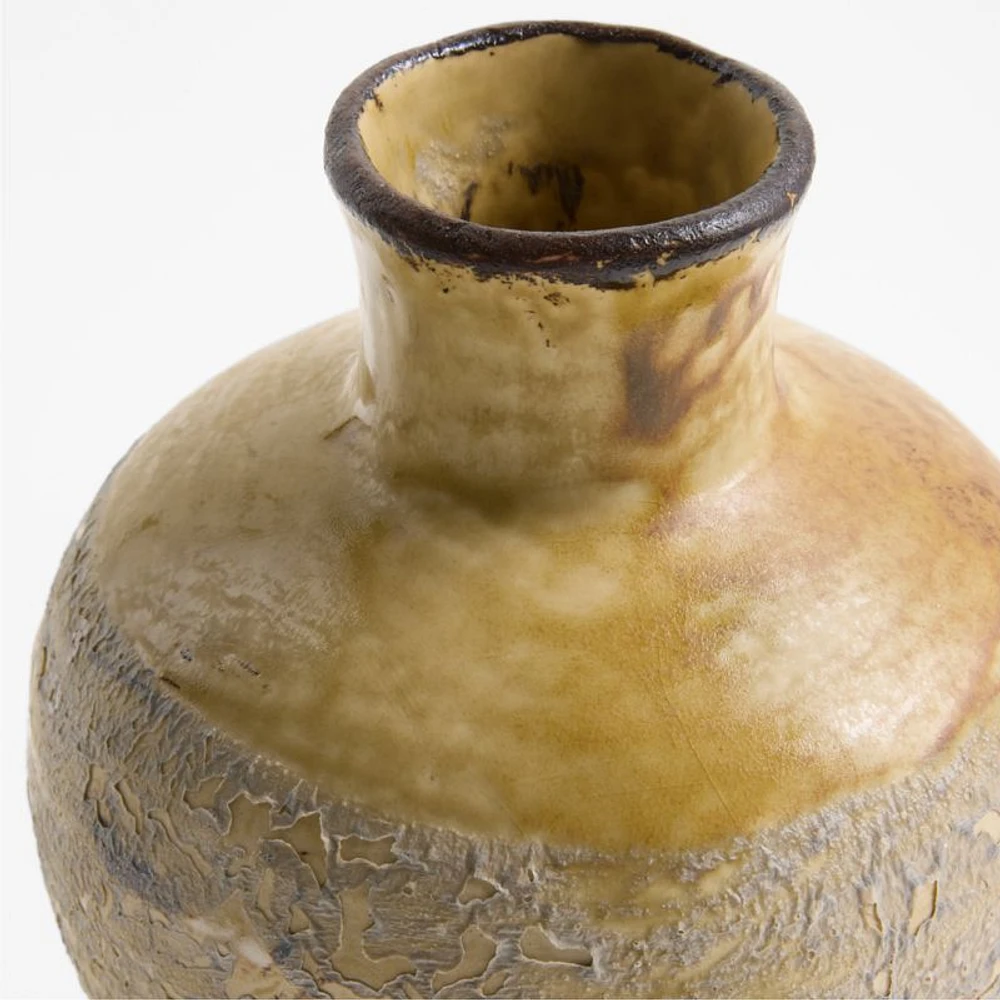 Pompeii 11" Rustic Yellow Ceramic Vase