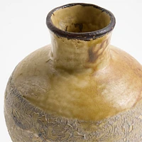 Pompeii 11" Rustic Yellow Ceramic Vase