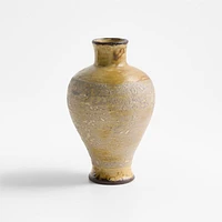 Pompeii 11" Rustic Yellow Ceramic Vase
