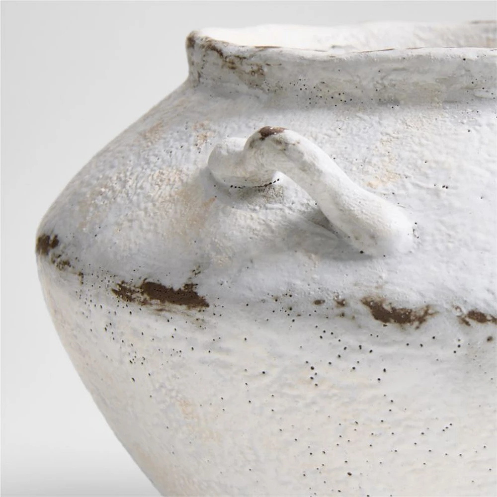 Pompeii 9" Chalky White Ceramic Vase with Handles