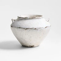 Pompeii 9" Chalky White Ceramic Vase with Handles