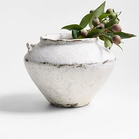 Pompeii 9" Chalky White Ceramic Vase with Handles