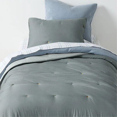 Pop Stitch Deep Indigo Organic Cotton Voile Kids Twin Comforter