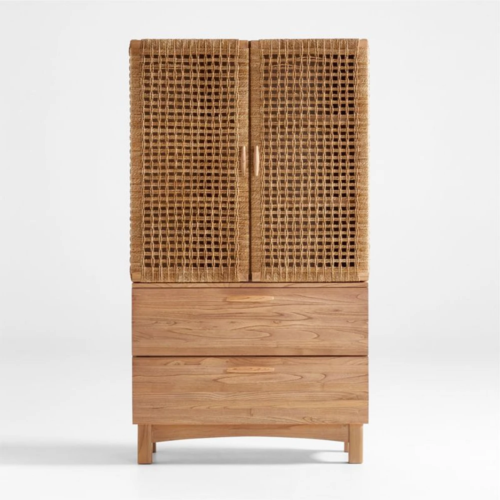 Prairie 40" Woven Wood Storage Cabinet