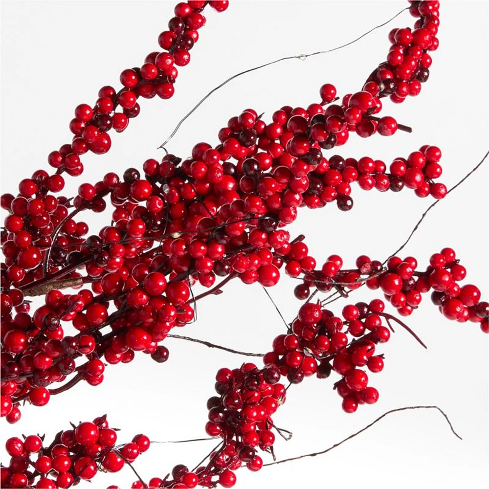 Red Mini Berry Pre-Lit Holiday Stem 40"