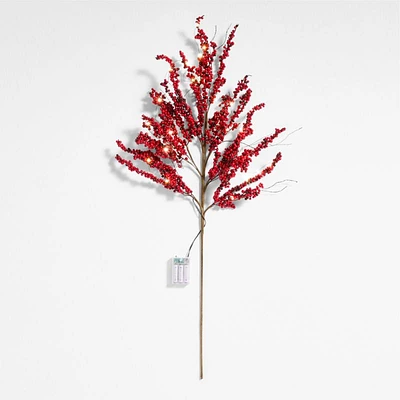 Red Mini Berry Pre-Lit Holiday Stem 40"