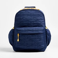 Quilted Blue Car Kids Backpack with Side Pockets