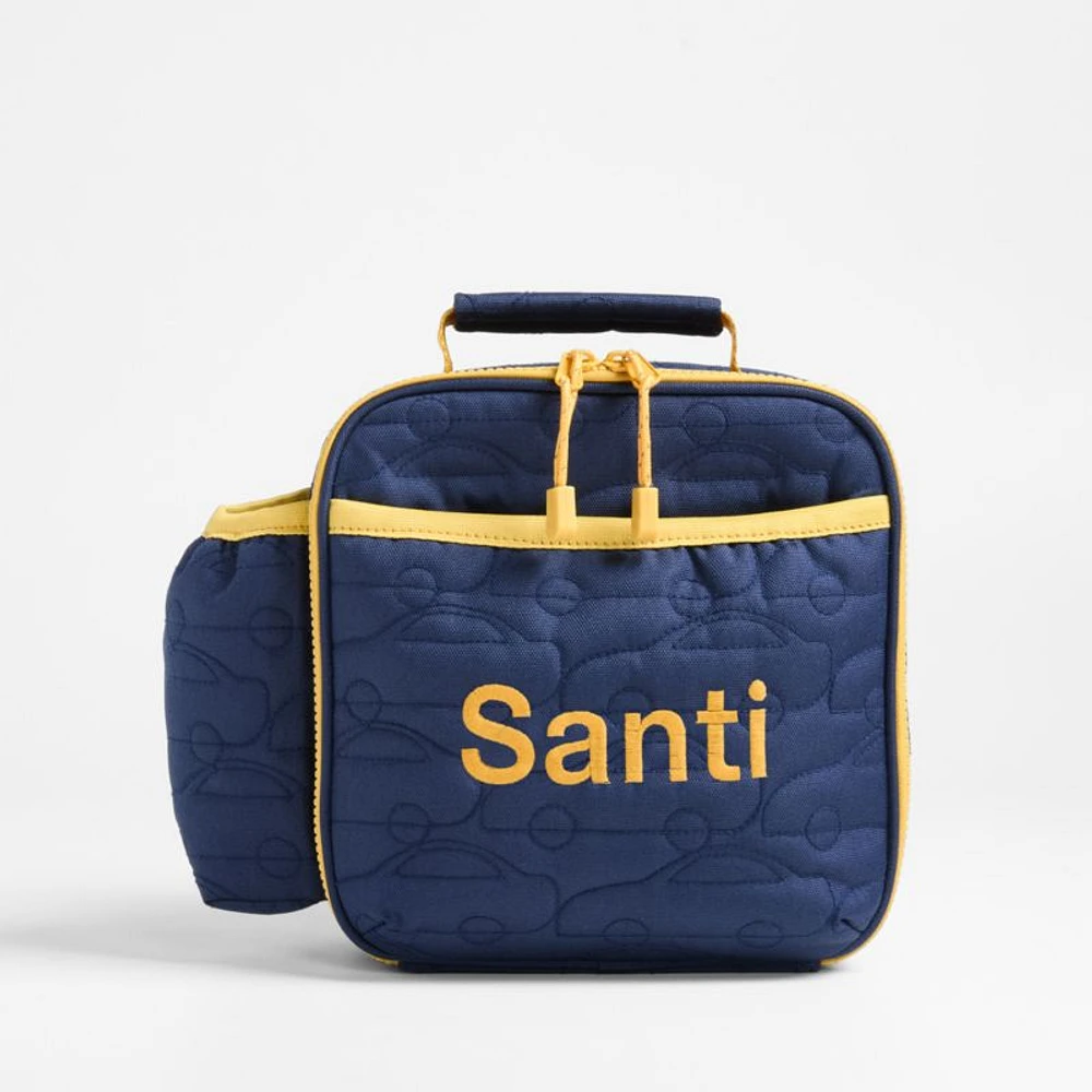 Quilted Blue Car Soft Insulated Kids Lunch Box