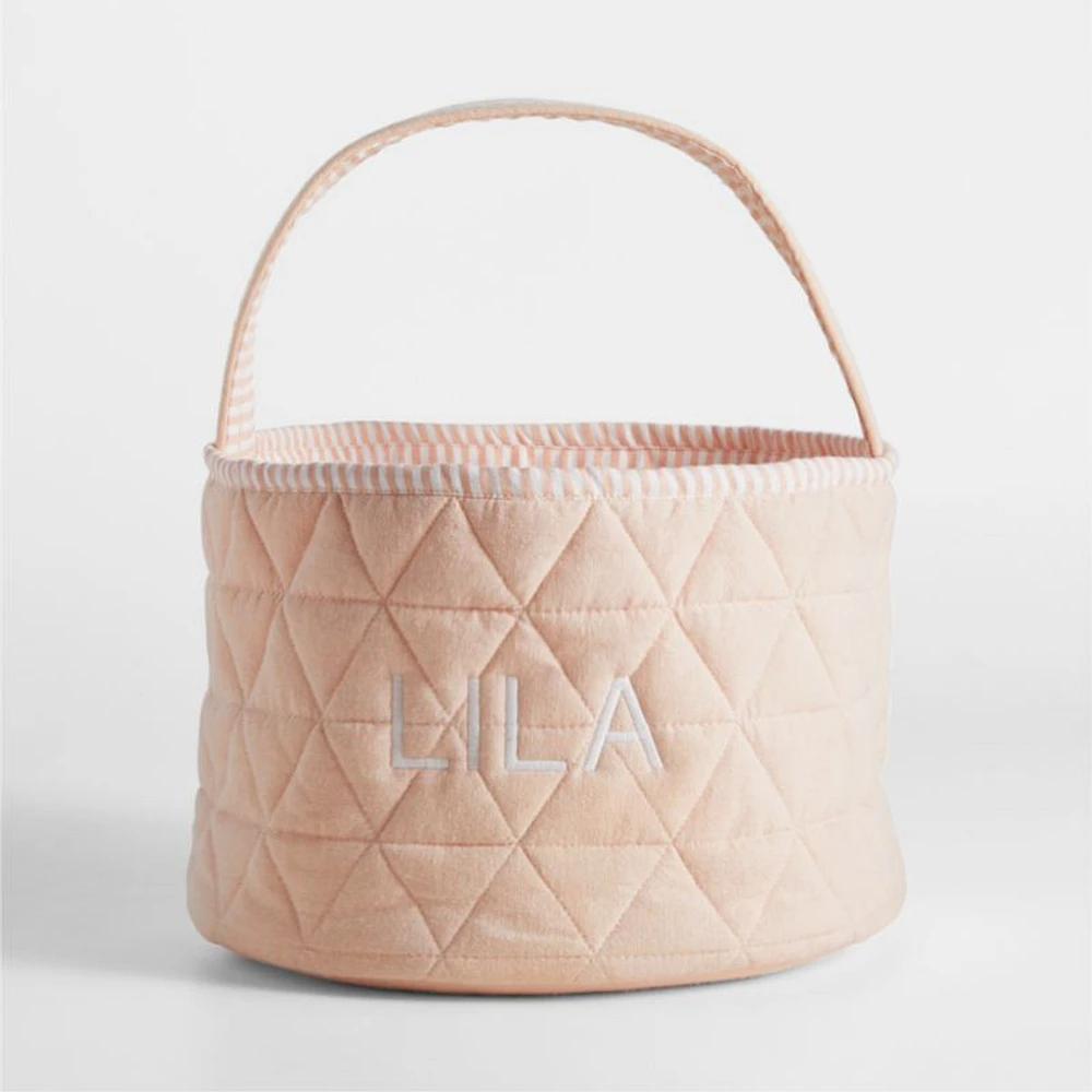 Peachy Pink Quilted Kids Easter Basket