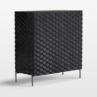 Raffael 39" Black Carved Wood Bar Cabinet with Storage