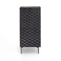 Raffael 39" Black Carved Wood Bar Cabinet with Storage