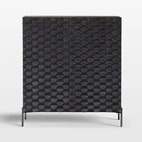 Raffael 39" Black Carved Wood Bar Cabinet with Storage