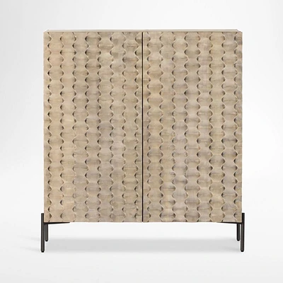 Raffael 39" Grey Wash Wood Bar Cabinet with Storage