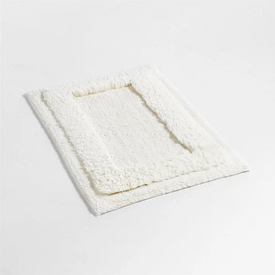 Raffee White Fluffy Cotton Bath Mat