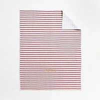 Red Striped Waffle Weave Organic Cotton Kids Twin Quilt