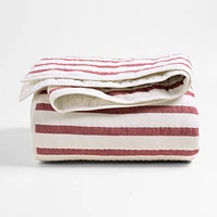 Red Striped Waffle Weave Organic Cotton Kids Twin Quilt